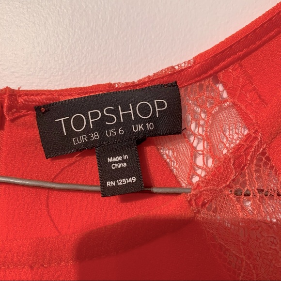Topshop Coral Dress with lace details - Picture 8 of 8